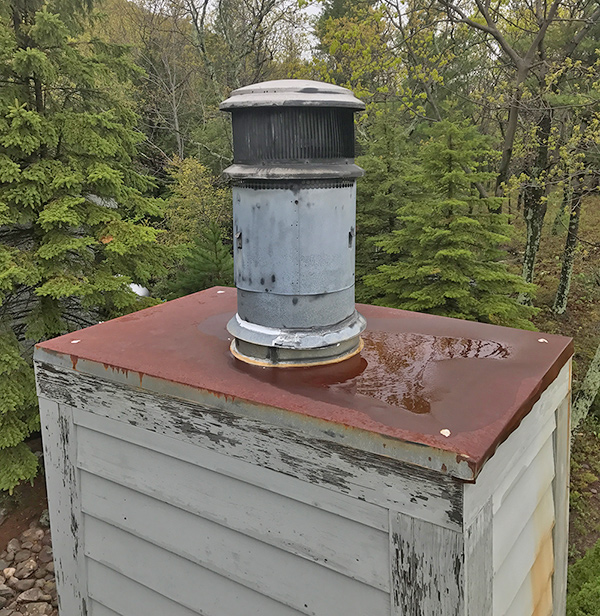 old rusted chimney chase cover removal in woodstock ny
