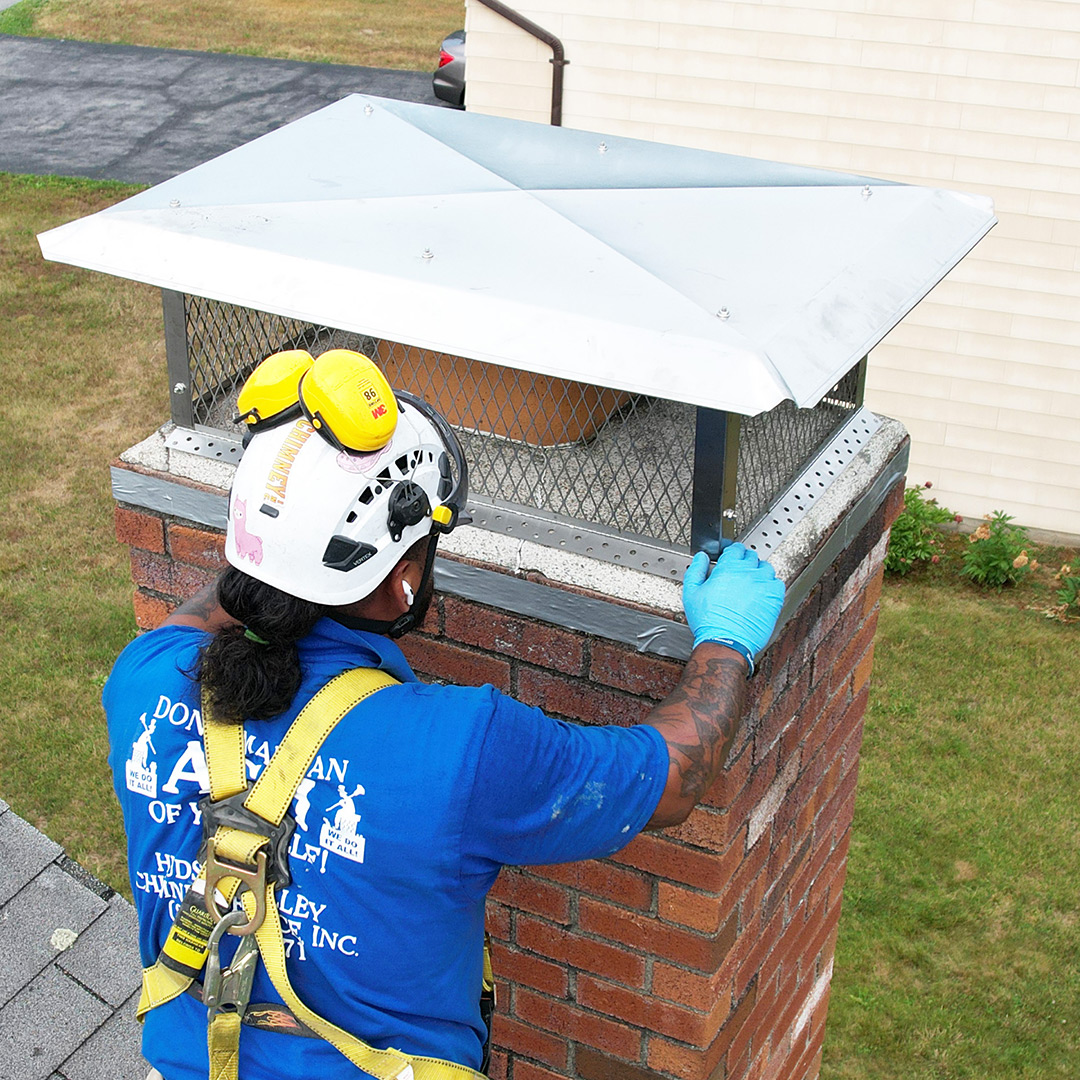 full width chimney cap install